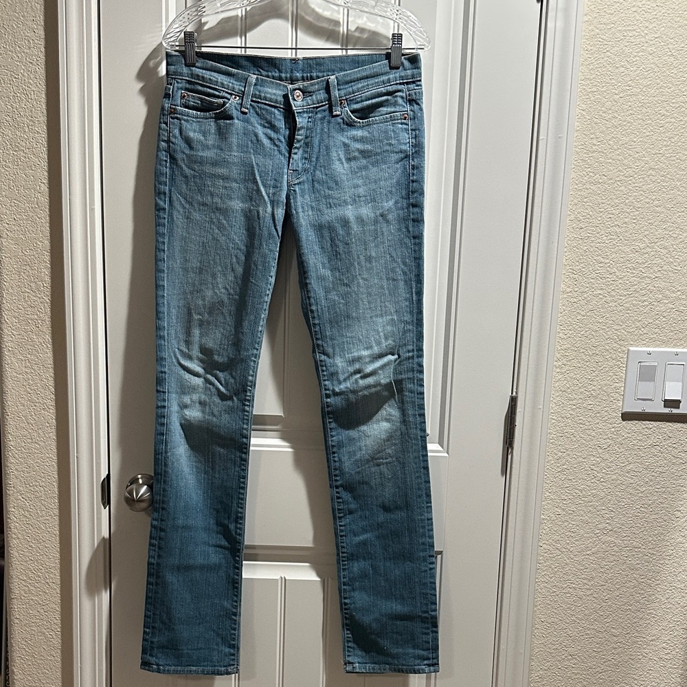 7 For All Mankind Vintage Light Blue Denim Jeans, Size 28